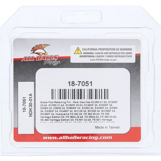 BRAKE PAD RETAINING PIN KIT ALL BALLS RACING BPRPK18-7051