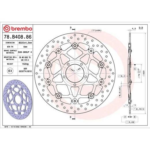 ZAVORNI DISK BREMBO 78B40886 FLOATING