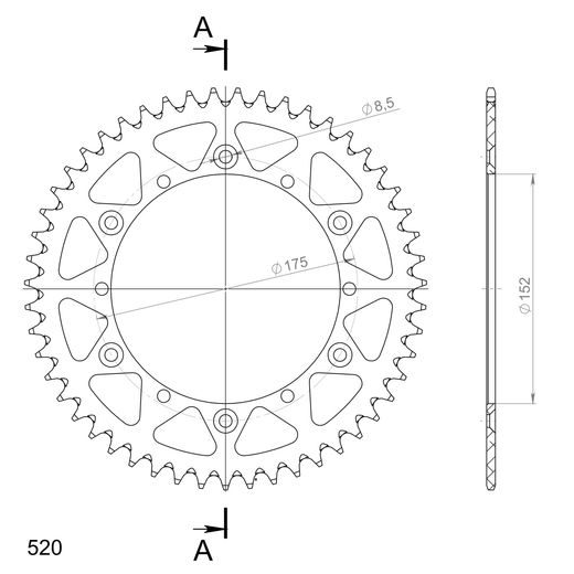 VERIŽNI SET EK - SREBRNA CHAIN 520 SRO, O-RING, CHK FRONT SPROCKET SUPERSPROX, CHK REAR SPROCKET SUPERSPROX ZA YAMAHA YZ 250 1990-1993