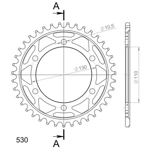 ZADNJI VERIŽNIK (ZOBNIK) SUPERSPROX RFE-479:39-BLK ČRNA 39T, 530