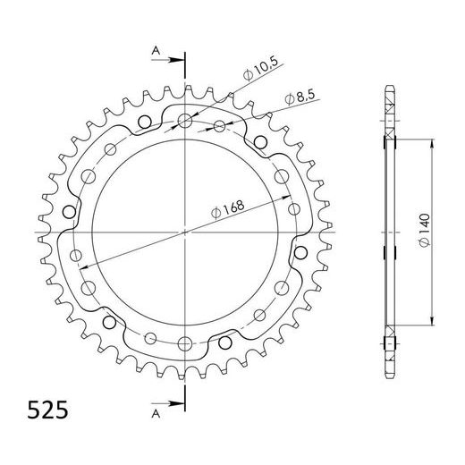 ZADNJI VERIŽNIK (ZOBNIK) SUPERSPROX STEALTH RST-6:42-BLK ČRNA 42T, 525