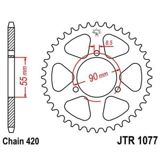 VERIŽNI SET EK - SREBRNA CHAIN 420 DEH, NON-SEALED, CHK FRONT SPROCKET SUPERSPROX, CHK REAR SPROCKET JT ZA RIEJU NKD 50 NAKED 2004-2009