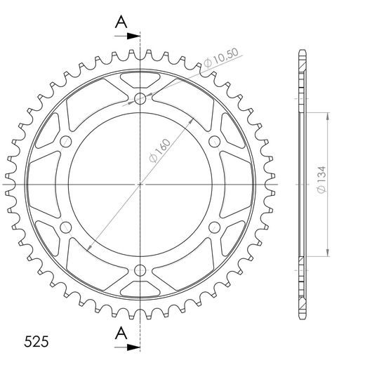 ZADNJI VERIŽNIK (ZOBNIK) SUPERSPROX RFE-1307:48-BLK ČRNA 48T, 525
