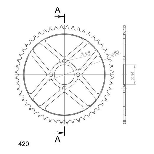 ZADNJI VERIŽNIK (ZOBNIK) SUPERSPROX RFE-832:52-BLK ČRNA 52T, 420