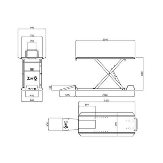 MOTORCYCLE LIFT LV8 NANO 600 FLOOR VERSION EN600GE.W WITH ELECTRO-HYDRAULIC UNIT (BLACK AND WHITE RAL 9016)