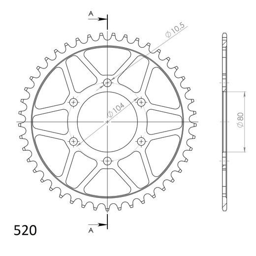 VERIŽNI SET EK - SREBRNA CHAIN 520 SRX, X-RING (X, NX, QX, XS), CHK FRONT SPROCKET JT CHK RUBBER CUSHIONED, CHK REAR SPROCKET SUPERSPROX ZA CFMOTO 650 NK 2021-2024