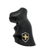 Střenky KSD Ruger GP100 černý akrylát se stříbrným motivem