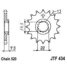 ŘETĚZOVÉ KOLEČKO JT JTF 434-16 16 ZUBŮ, 520