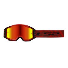 LS2 HELMETS LS2 CHARGER PRO GOGGLE RED WITH IRIDIUM VISOR