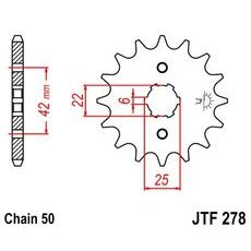 ŘETĚZOVÉ KOLEČKO JT JTF 278-14 14 ZUBŮ, 530