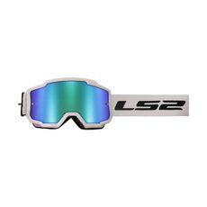 LS2 HELMETS LS2 CHARGER GOGGLE WHITE WITH H-V GREEN IRID.VISOR