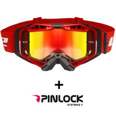 LS2 HELMETS LS2 AURA PRO GOGGLE BLACK RED WITH IRIDIUM VISOR