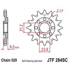 Řetězové kolečko JT JTF 284-14SC 14 zubů, 520 Self Cleaning Lightweight