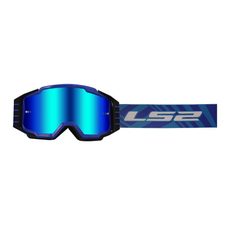 LS2 HELMETS LS2 CHARGER PRO GOGGLE BLUE WITH IRIDIUM VISOR