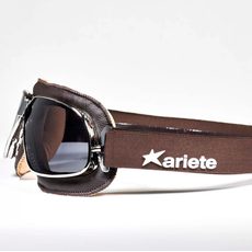 BRÝLE ARIETE ARIETE VINTAGE 13990-MV BROWN LEATHER CHROMED FRAME, FUME LENS
