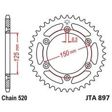 Hliníková řetězová rozeta JT JTA 897-48 48 zubů, 520