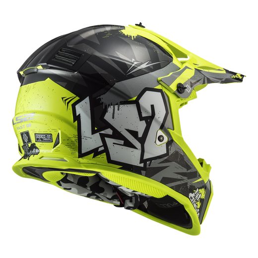 LS2 HELMETS LS2 MX437 FAST EVO MINI CRUSHER BLACK YELLOW