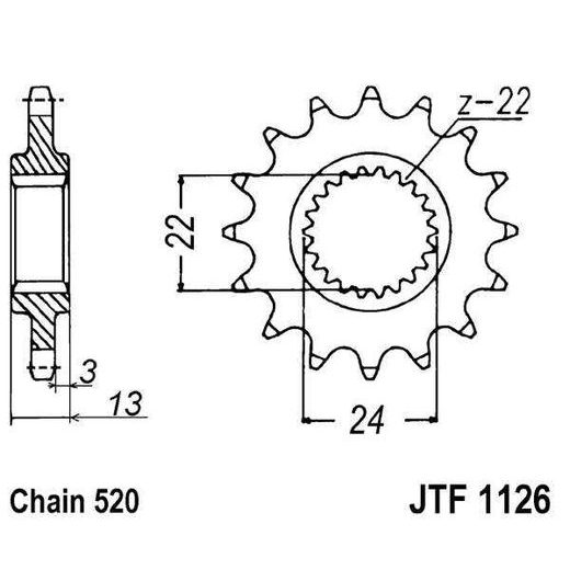 ŘETĚZOVÉ KOLEČKO JT JTF 1126-16 16 ZUBŮ, 520