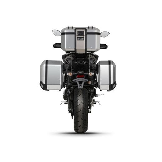 KOMPLETNÍ SADA ČERNÝCH HLINÍKOVÝCH KUFRŮ SHAD TERRA BLACK, 37L TOPCASE 36L/47L BOČNÍ KUFRY, VČETNĚ MONTÁŽNÍ SADY A PLOTNY SHAD YAMAHA MT-09 TRACER / TRACER 900