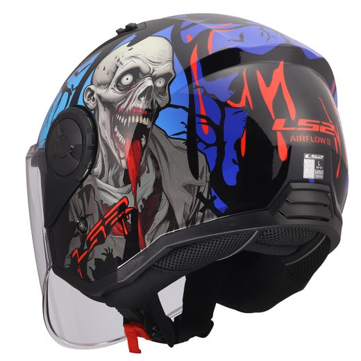 LS2 HELMETS LS2 OF616 AIRFLOW II ZOMBIE II BLACK RED BLUE-06