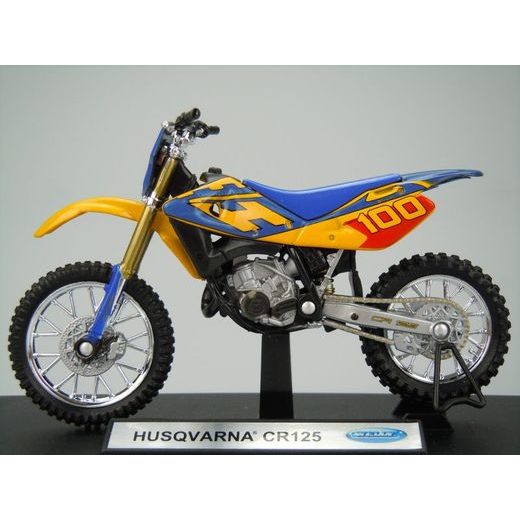 WELLY HUSQVARNA CR 125 YELLOW/BLUE 1:18