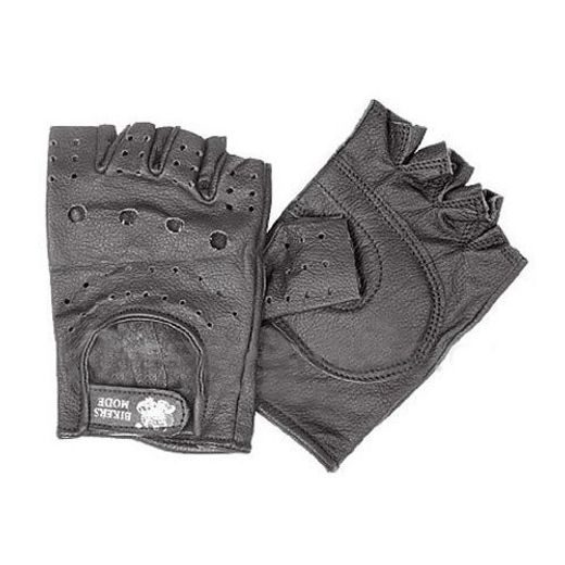 BIKERSMODE RUKAVICE BEZPRSTÉ KOŽENÉ BLACK