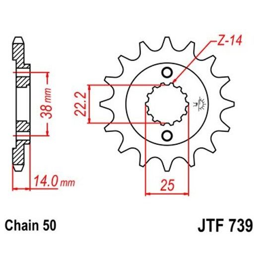 ŘETĚZOVÉ KOLEČKO JT JTF 739-15 15 ZUBŮ, 530