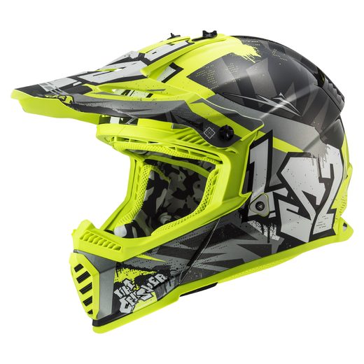 LS2 HELMETS LS2 MX437 FAST EVO MINI CRUSHER BLACK YELLOW