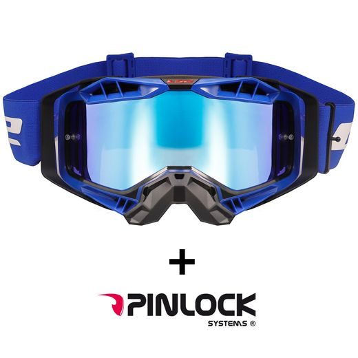 LS2 HELMETS LS2 AURA PRO GOGGLE BLACK BLUE WITH IRIDIUM VISOR