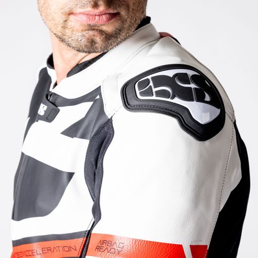 JEDNODÍLNÁ KOŽENÁ KOMBINÉZA IXS ACE 1.0 X2-229406 ČERNO-BÍLO-ČERVENÁ 58