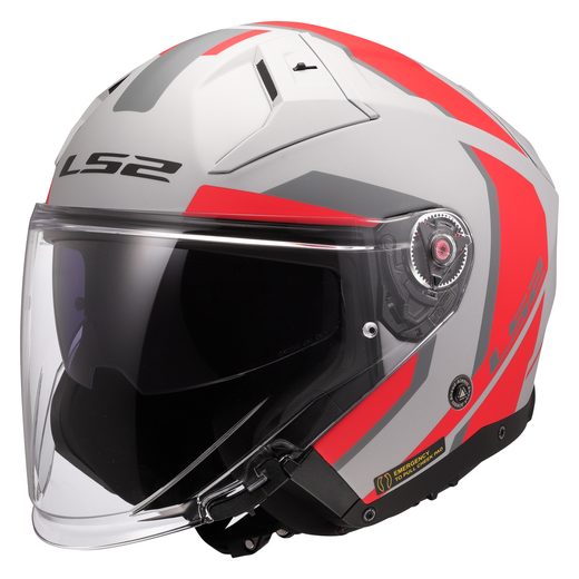 LS2 HELMETS LS2 OF603 INFINITY II FOCUS GREY RED-06