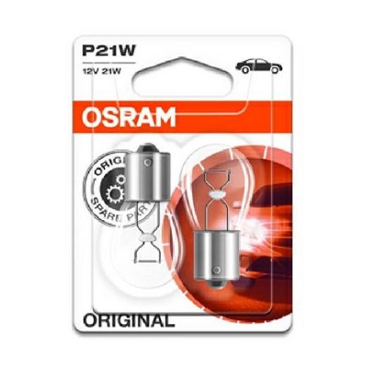 OSRAM ŽÁROVKA P21W (BLISTER 2 KS) 12V 21W BA15S STANDARD, S PATICÍ