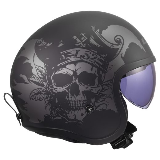 LS2 HELMETS LS2 OF599 SPITFIRE II WILLY BLACK GREY-06
