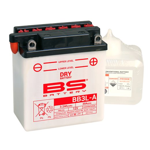 KONVENČNÍ MOTOCYKLOVÁ BATERIE BS-BATTERY BB3L-A VČETNĚ BALENÍ KYSELINY
