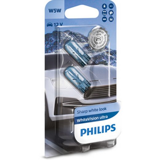 PHILIPS ŽÁROVKA LIGHT (BLISTR PACK 2 KS) W5W 12V 5W W2,1X9,5D WHITEVISION ULTRA