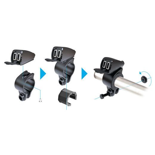 LAMPA 38828 DVOJITÁ VODOTĚSNÁ USB NABÍJEČKA NA ŘÍDÍTKA - ULTRA FAST CHARGE - 5400 MA - 12/24 V