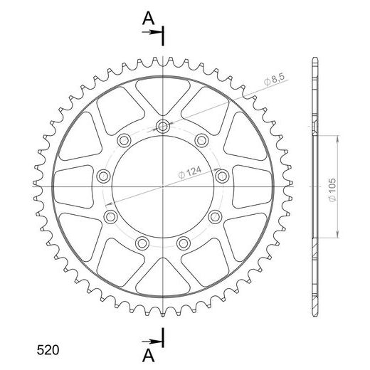 ŘETĚZOVÁ ROZETA SUPERSPROX RFE-151:51-BLK ČERNÝ 51 ZUBŮ, 520