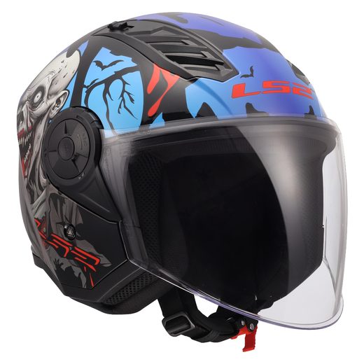 LS2 HELMETS LS2 OF616 AIRFLOW II ZOMBIE II BLACK RED BLUE-06