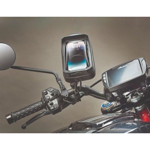 INTERPHONE UNIVERZÁLNÍ VODĚODOLNÉ POUZDRO QUIKLOX WATERPROOF, DO 7", ÚCHYT NA ŘIDÍTKA