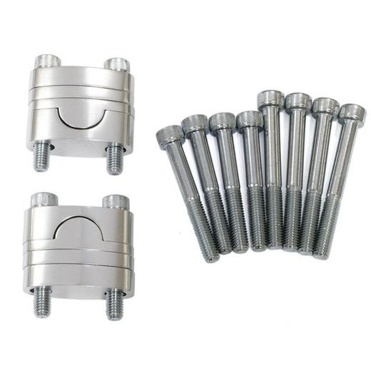 VYVÝŠENÍ / KLEMY ŘIDÍTEK SADA (PRŮMĚR 22MM) VČETNĚ ŠROUBŮ SILVER