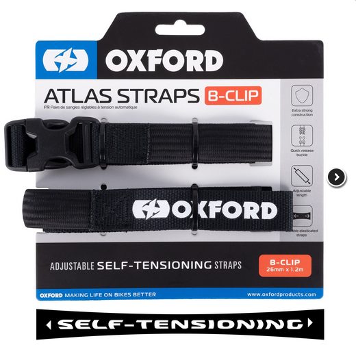 OXFORD ZAVAZADLOVÉ POPRUHY ATLAS B-CLIP 26MM X 1,2M BLACK