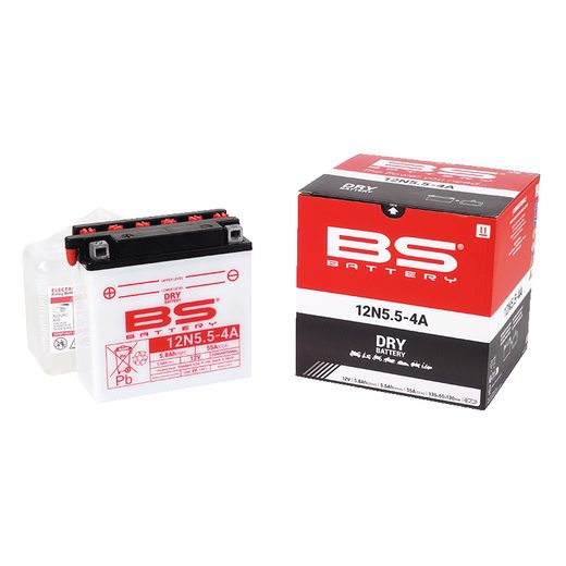 KONVENČNÍ MOTOCYKLOVÁ BATERIE BS-BATTERY 12N5.5-4A VČETNĚ BALENÍ KYSELINY