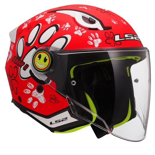 LS2 HELMETS LS2 OF622 FUNNY II PAWS RED
