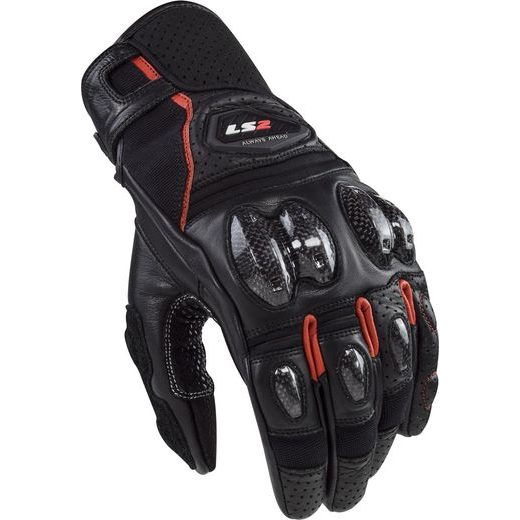 LS2 HELMETS LS2 SPARK 2 LEATHER MAN GLOVES BLACK RED