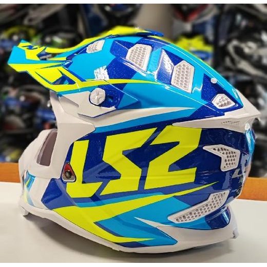 LS2 HELMETS LS2 MX470 SUBVERTER NIMBLE WHITE BLUE H-V YELLOW