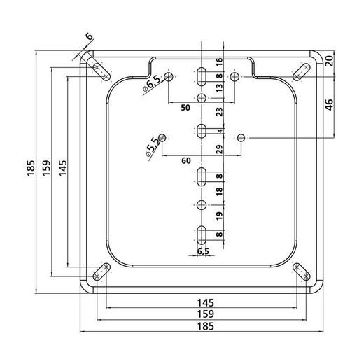 LAMPA PODLOŽKA SPZ 90147 CHROM 185 X 185 MM