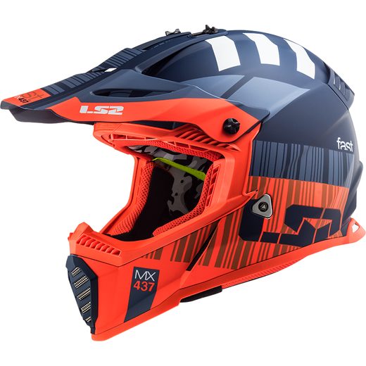 LS2 JUNIORSKÁ PŘILBA MX437 FAST EVO MINI XCODE FLUO ORANGE BLUE