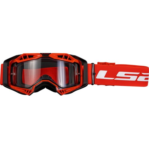 LS2 HELMETS LS2 AURA ENDURO SERIES GOGGLE BLACK RED WITH CLEAR VISOR