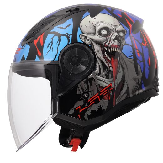 LS2 HELMETS LS2 OF616 AIRFLOW II ZOMBIE II BLACK RED BLUE-06
