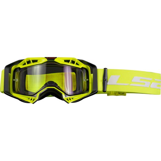LS2 HELMETS LS2 AURA ENDURO SERIES GOGGLE BLACK H-V YELLOW WITH CLEAR VISOR